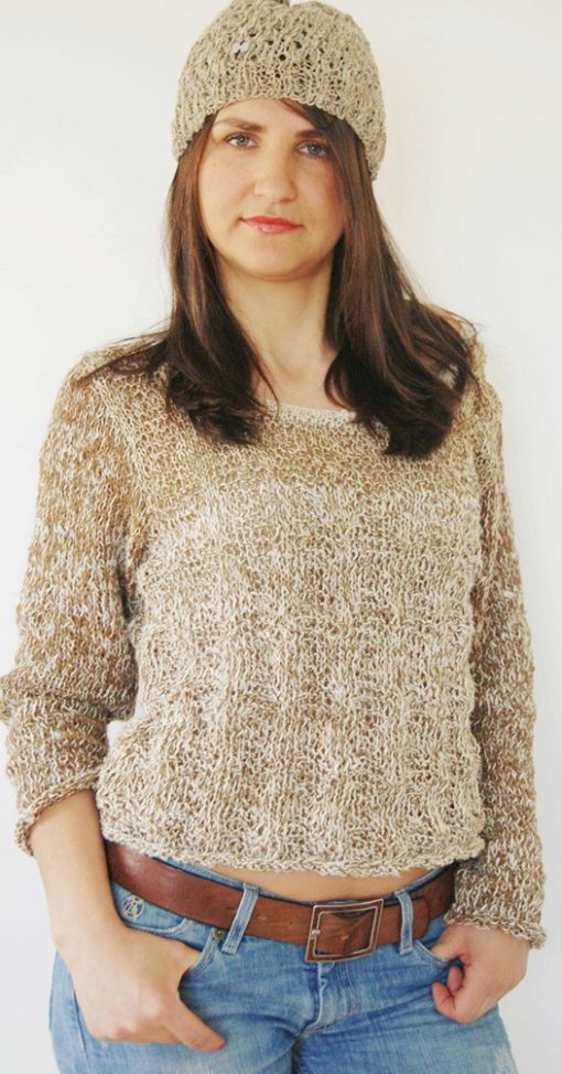 pull naturel tricoté en France. pull fil d'ortie